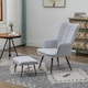 image 6 of HOMCOM Armchair with Footstool, Living Room Chair, Linen Accent Chair for Bedroom, Home Study, Light Grey