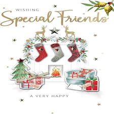 Embellished Hand-Finished Special Friends Fireside Christmas Card
