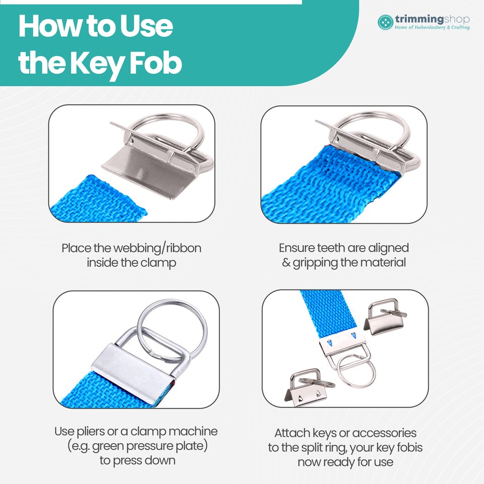 image 1 of 25mm Lanyard Keychain Hardware Fob Key Ring with Ring Clamps - 5pcs