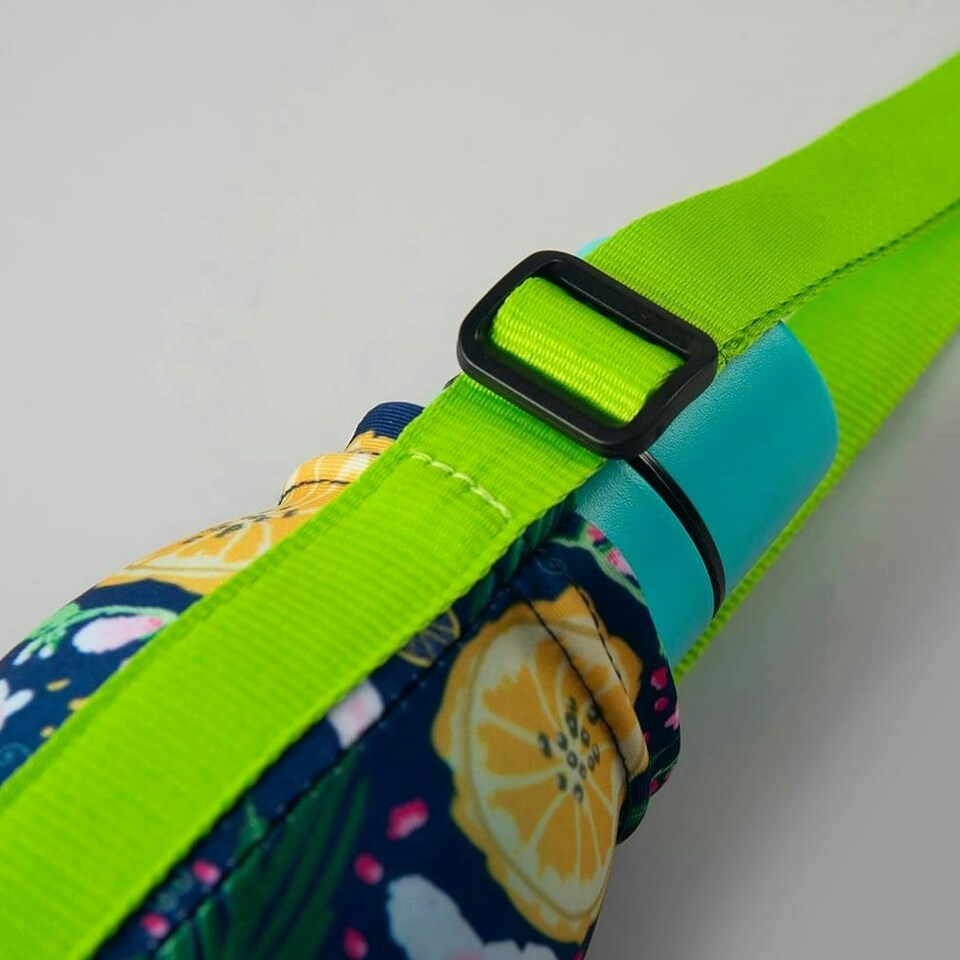 image 1 of Bottlesoc Bottle Carrier with Shoulder Strap Tropical Flower Green | ONE SIZE