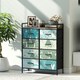 image 8 of HOMCOM 8-Drawer Chest of Drawers, Fabric Dresser with Open Shelf, Blue Blue | Black frame, wood-effect top