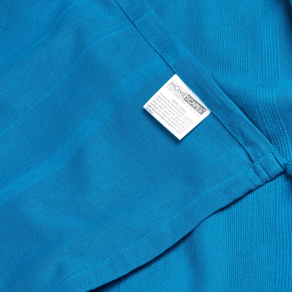 image 1 of Homescapes Cotton Rajput Ribbed Teal Throw - 255 x 360 cm Blue