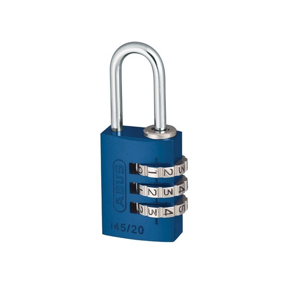 Abus Mechanical 145 Series Aluminium Combination Padlock - Blue - 20 mm