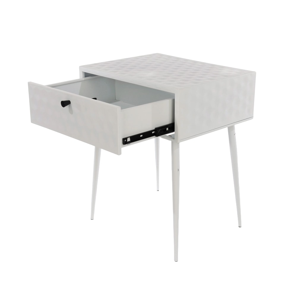 image 1 of Options Saturn 1 Drawer Metal Bedside Cabinet - Painted Finish with Metal Handle and Mid-Century Tapered Legs