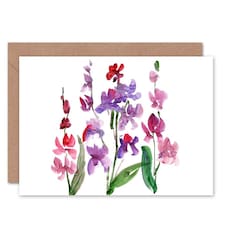 Orchid Flowers Bright Abstract Floral Watercolour Art Card