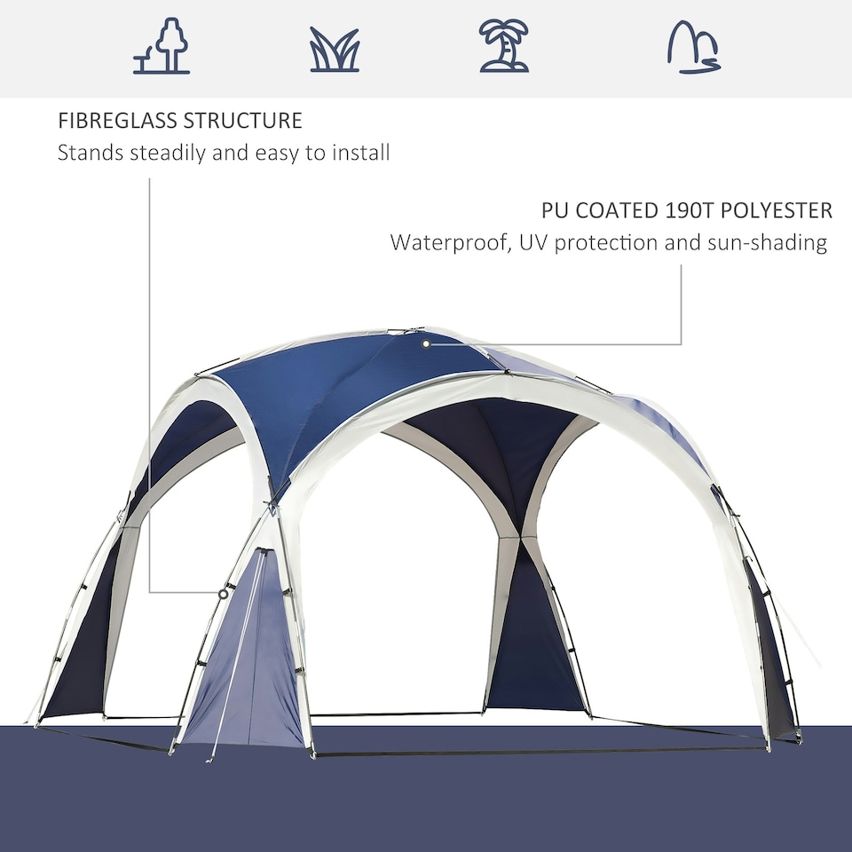 image 1 of Outsunny Outdoor Gazebo Event Dome Shelter Party Tent for Garden