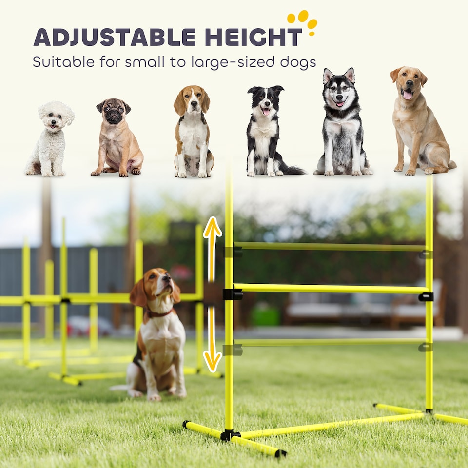 image 1 of PawHut 4 Pieces Dog Agility Training Equipment with Carrying Bag | Yellow