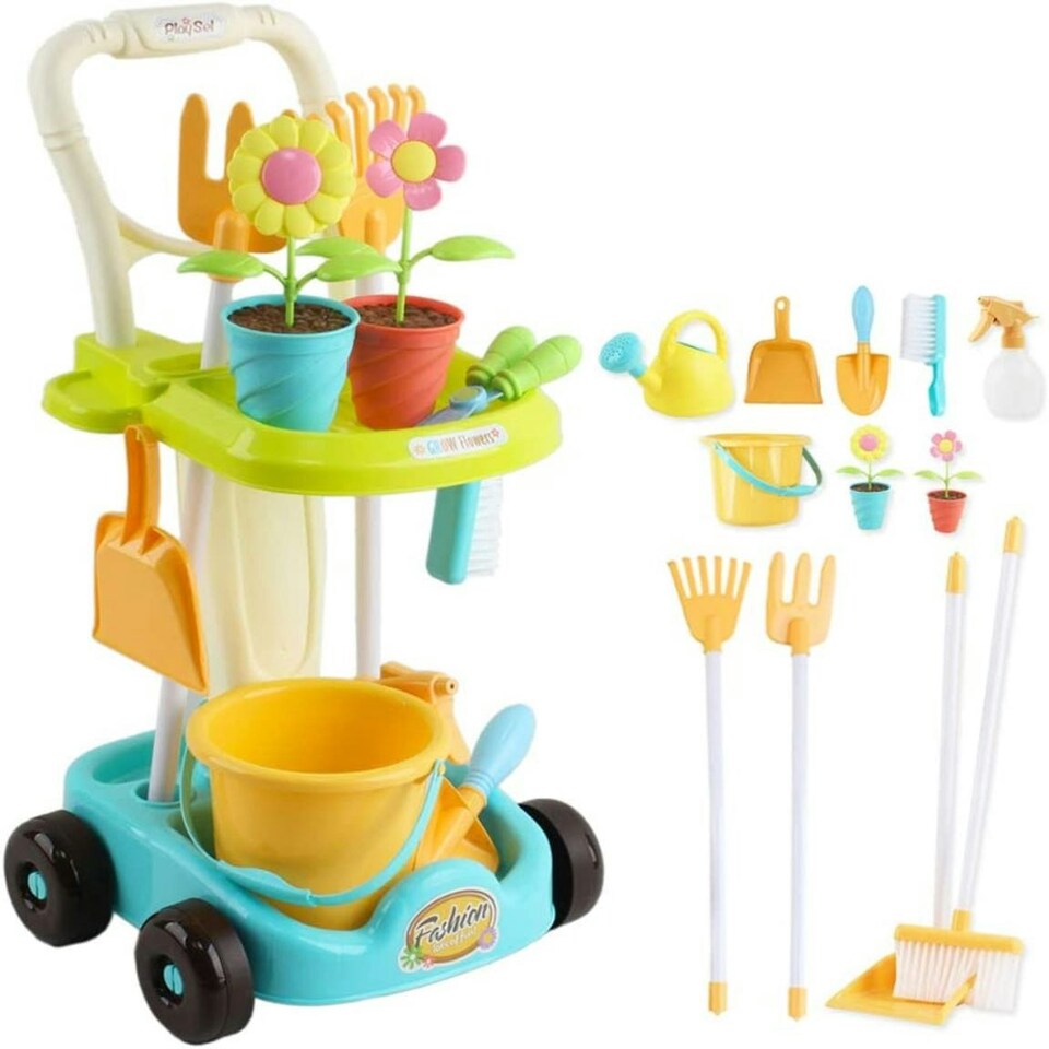image 1 of 26 Pcs Gardening Tools and Trolley Play Set