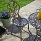 image 5 of Brown Bistro Set Outdoor Garden Patio Floral Table and 2 Chairs Aluminium Frame