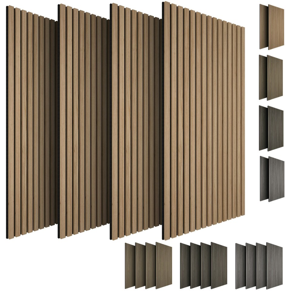 image 1 of Acoustic Wall Panels with Wood Veneer Slats, Thick Felt and Easy to Install | Brown | Dark oak | 120 x 60 x 120 cm | 2