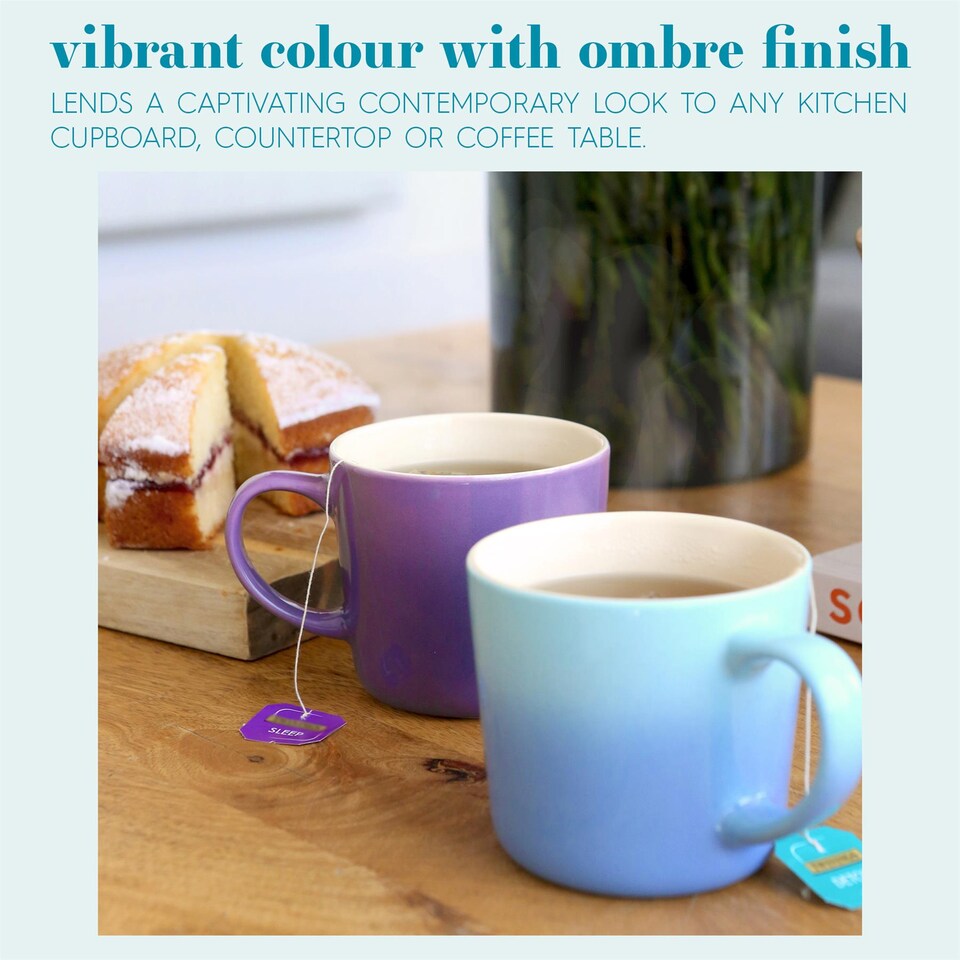 image 1 of Argon Tableware New Bone China Mugs - 330ml - Blue Ombre - Pack of 4 | Blue | Blue | 4