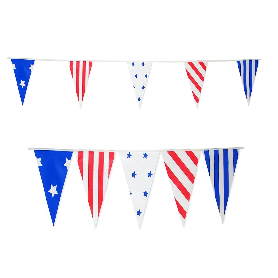 image 1 of Stars and Stripes Deconstructed Party Bunting 10m with 20 Pennants