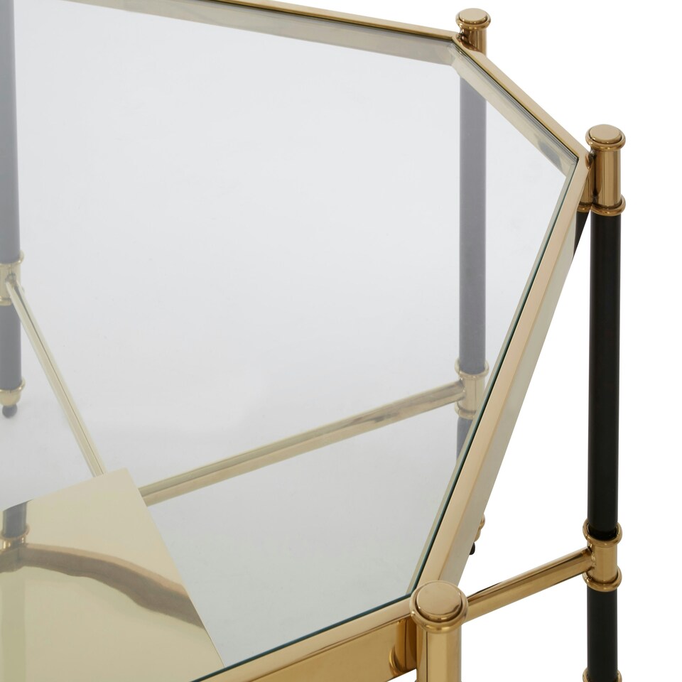 image 1 of Allessi Silver Metal and Side Table with Black Legs Black