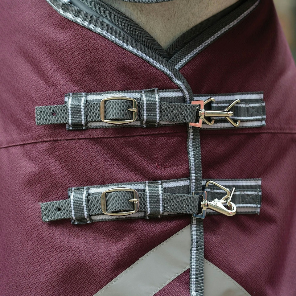 image 1 of Weatherbeeta Comfitec Plus Dynamic II Detachable Neck Lightweight Horse Turnout Rug - Maroon/Grey/White - 7´