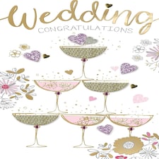 Champagne Boat Tower Congratulations Wedding Day Card