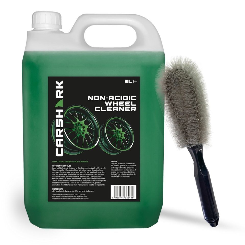 image 1 of CARSHARK Non-Acidic Wheel Cleaner 5L + Black Wheel Brush - Removes Brake Dust & Road Grime