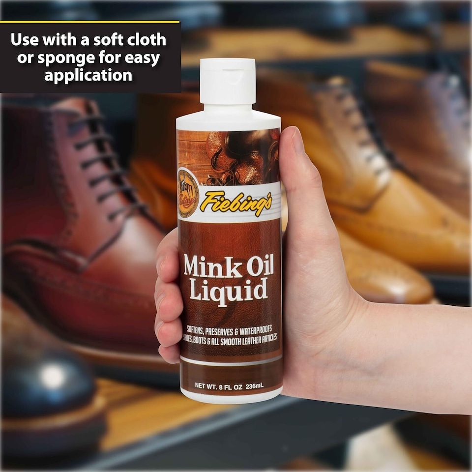 image 1 of Fiebing's Mink Oil Liquid - Deep Conditioning & Weather Protection for Leather 8oz | Clear