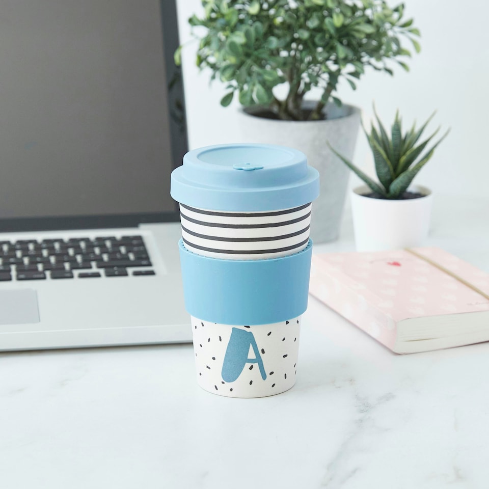 image 1 of KitchenCraft 410ml Bamboo A to Z Letter "A" Reuseable Mug | Multi