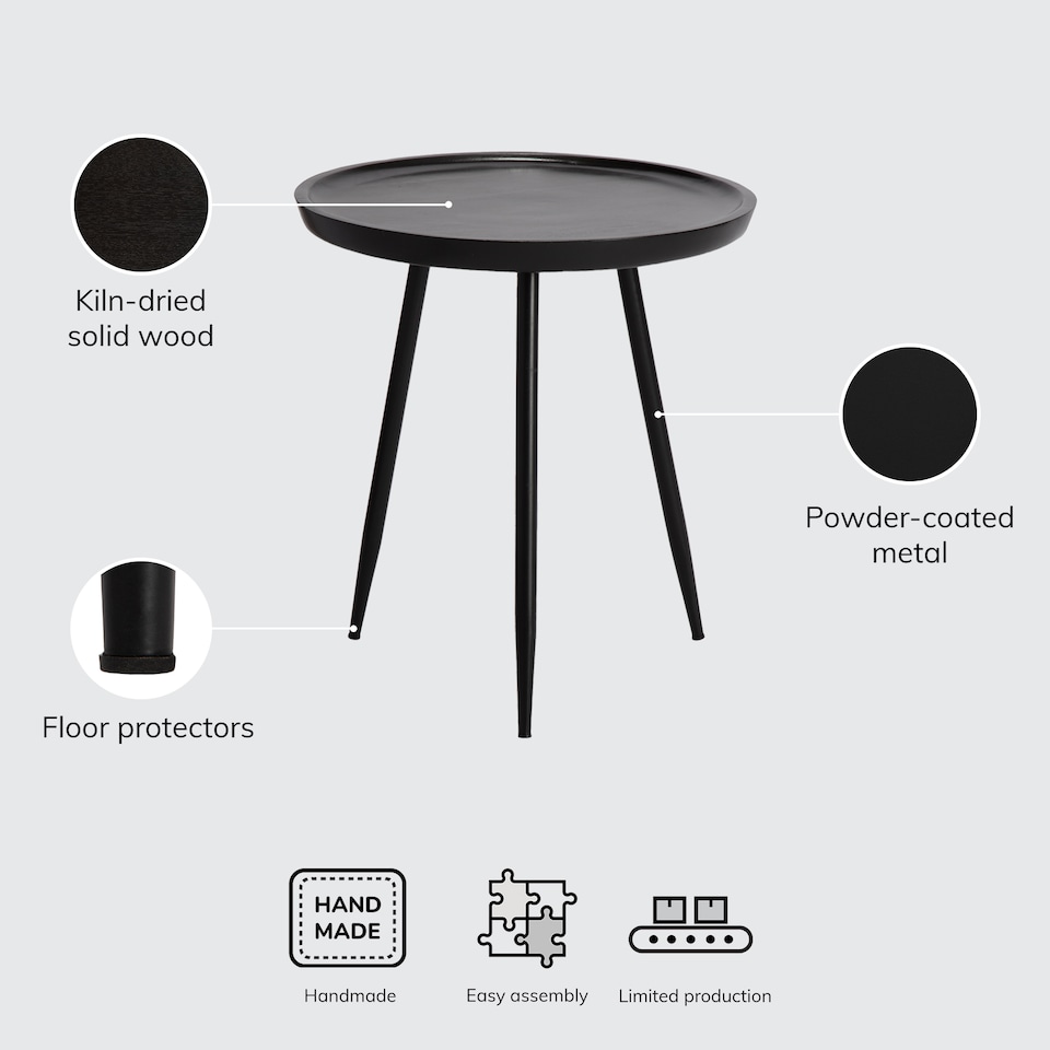 image 1 of Chervey Round Solid Mango Wood Side Table with Tri-Pin Legs Large