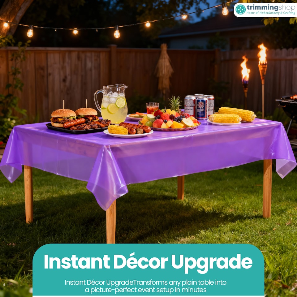 image 1 of Disposable Plastic Table Cover, Table Liner - 54" x 72"