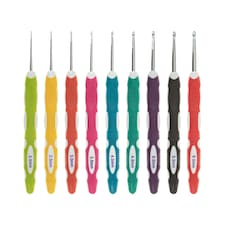 Milward Soft Grip Crochet Hook Set - 9 Aluminium Hooks (2-6mm) with Ergonomic Handles, 16.5cm