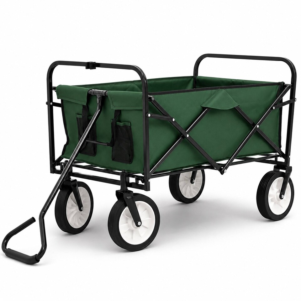 image 1 of Green Heavy Duty Foldable Garden Festival Trolley Cart Wagon Truck