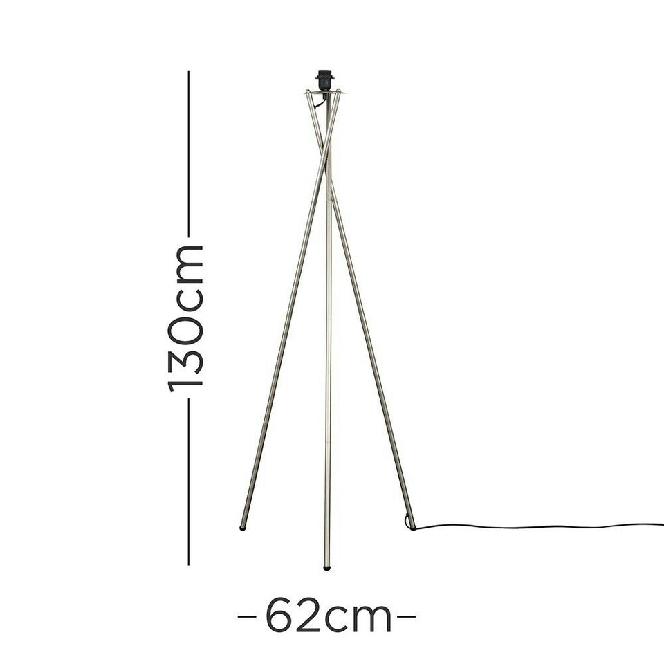 image 1 of ValueLights Camden Brushed Chrome Metal Stem Tripod Floor Lamp | Silver