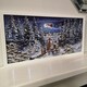 image 2 of 30cm x 60cm Battery Operated Fibre Optic Winter Dogs Watching Santa Sleigh Scene Touch Activated Christmas Canvas