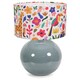 image 1 of ValueLights Bosco Eucalyptus Ceramic Table Lamp with Jungle Print Drum Shade