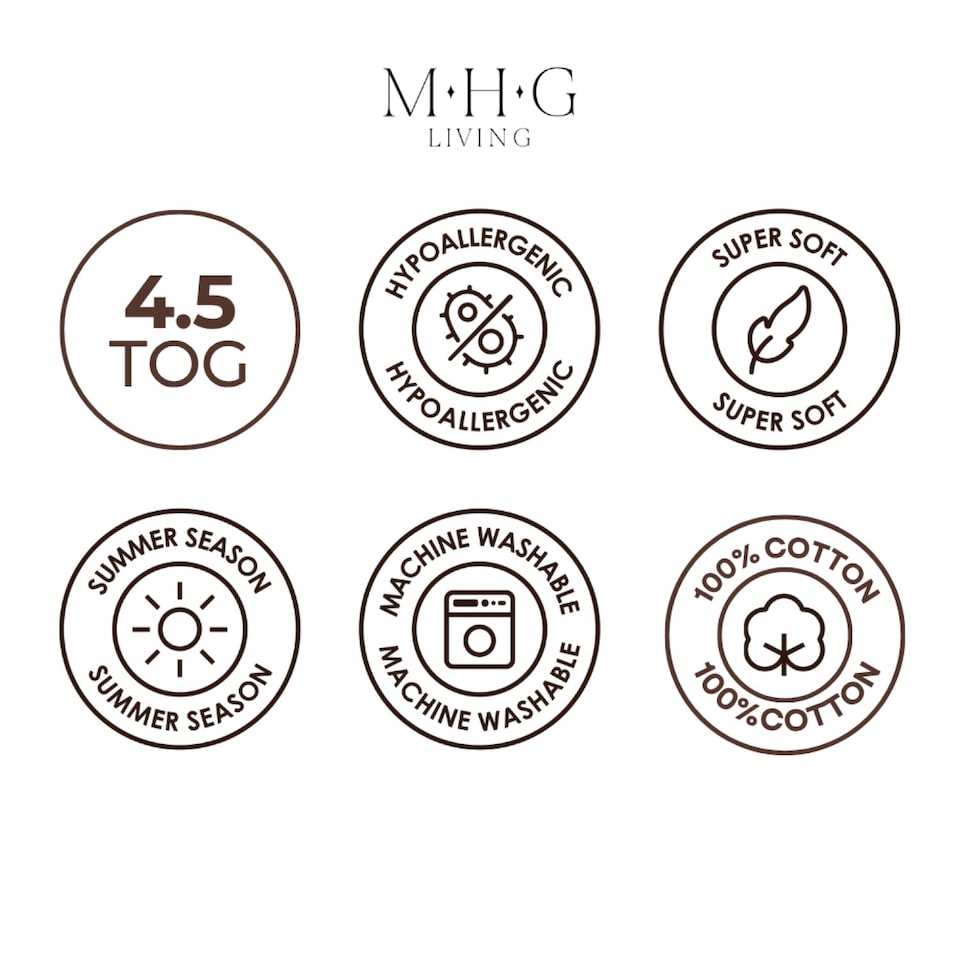 image 1 of MHG Living 100% Cotton 4.5 Tog Summer Duvet – Anti-Allergy Hypoallergenic Hollowfibre Quilt, Soft & Breathable Hotel Quality Bedding, Machine Washable