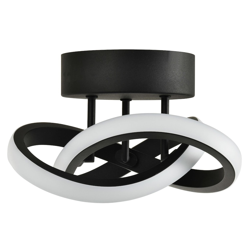image 1 of Modern LED Black Ceiling Light with Swirl Thick Metal Strip Creates 1253 Lumens | Black | Black | 1