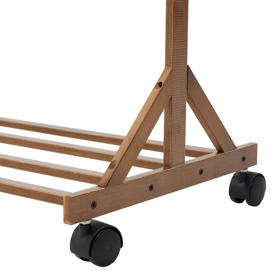 image 1 of Living and Home Bamboo Garment Hat Rack with Wheels 108 W x 37 D x 157 Hcm | Multi | Not provided