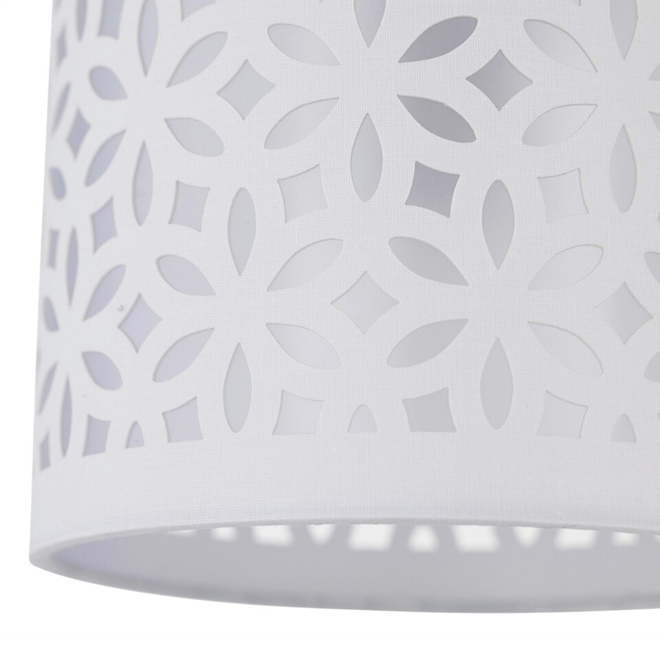 image 1 of Set of 2 Romana - Brushed Chrome Touch Operated Table Lamps Bedside Lights White Laser Cut Shade Silver | White