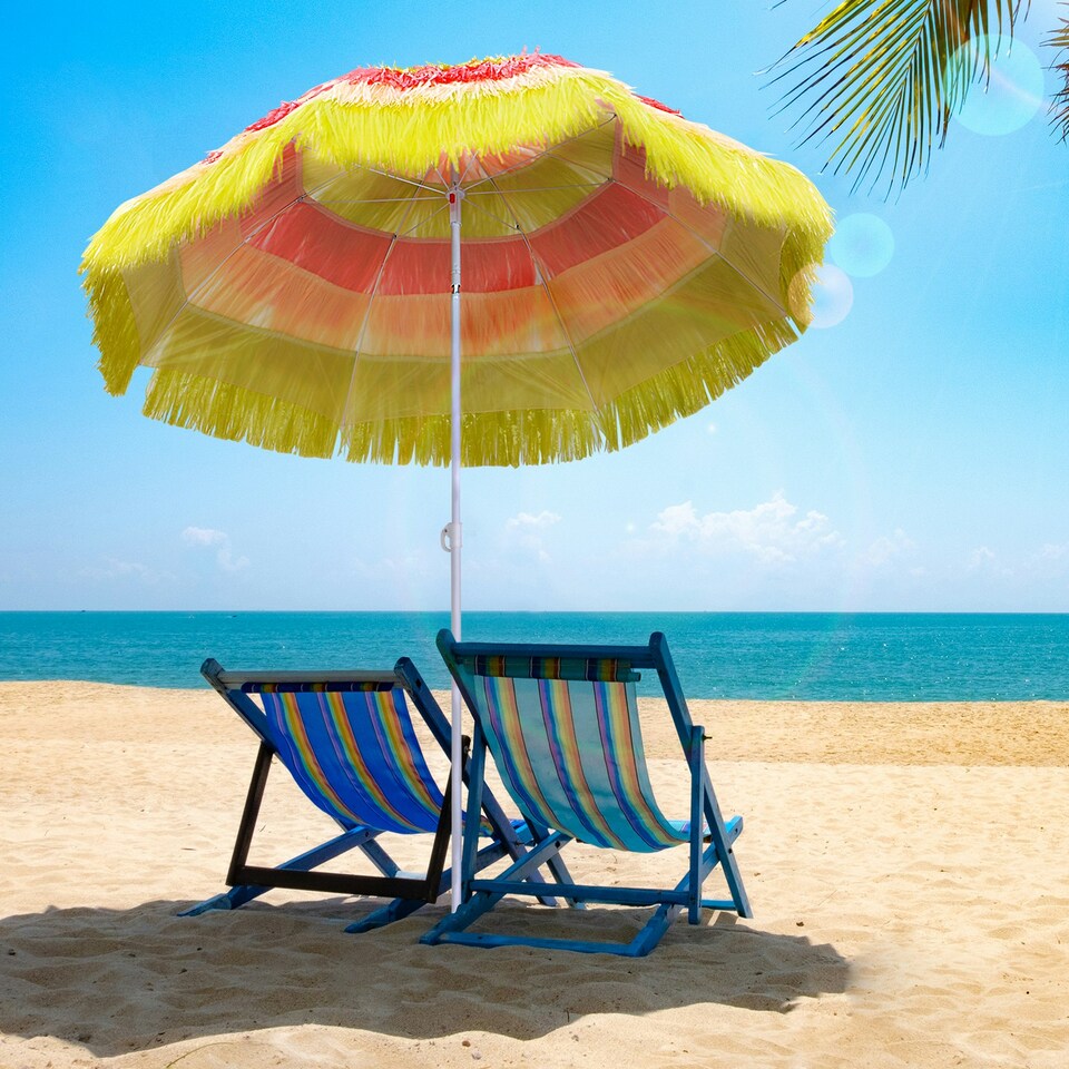 image 1 of Garden Patio Hawaii Beach Sun Umbrella Sunshade Outdoor Folding Tilting Parasol