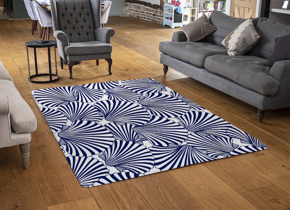image 1 of Striped Sea Shells Rug | Multi