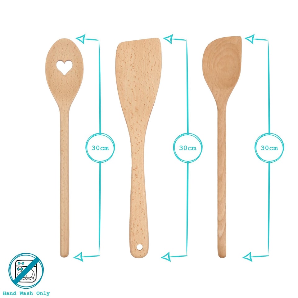 image 1 of Argon Tableware 6pc Wooden Cooking Spoon Set