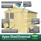 image 3 of 4 x 12 Feet Apex Shed - Double Door With Windows - Wood - L358 x W118 x H217 cm | Brown