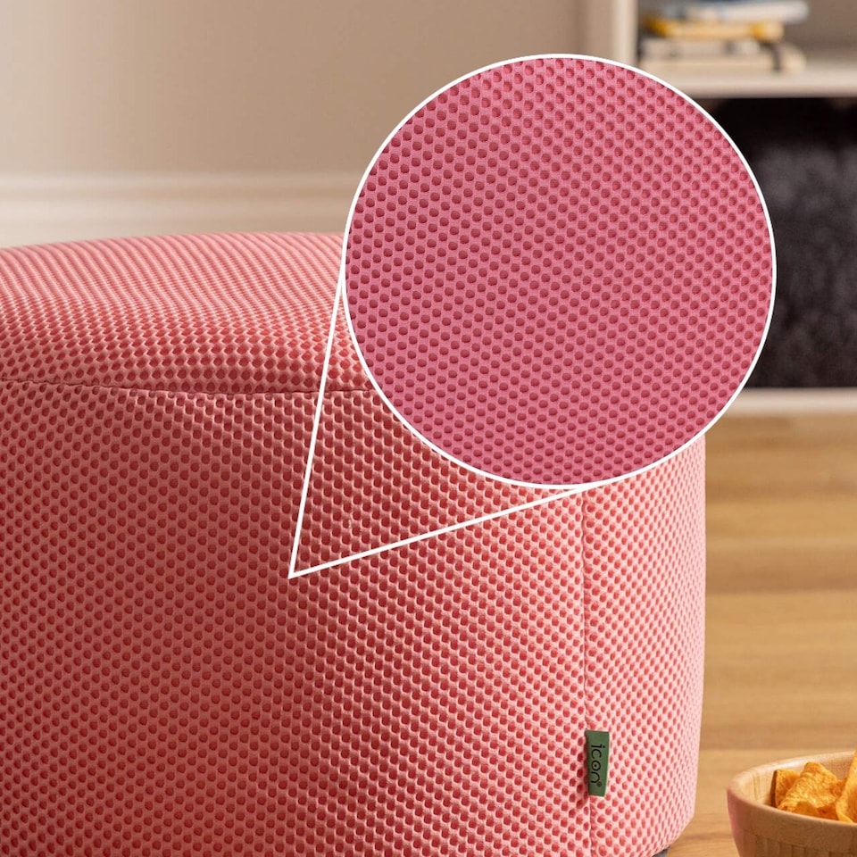 image 1 of Icon Gaming Performance Mesh Round Footstool Bean Bag, Pink