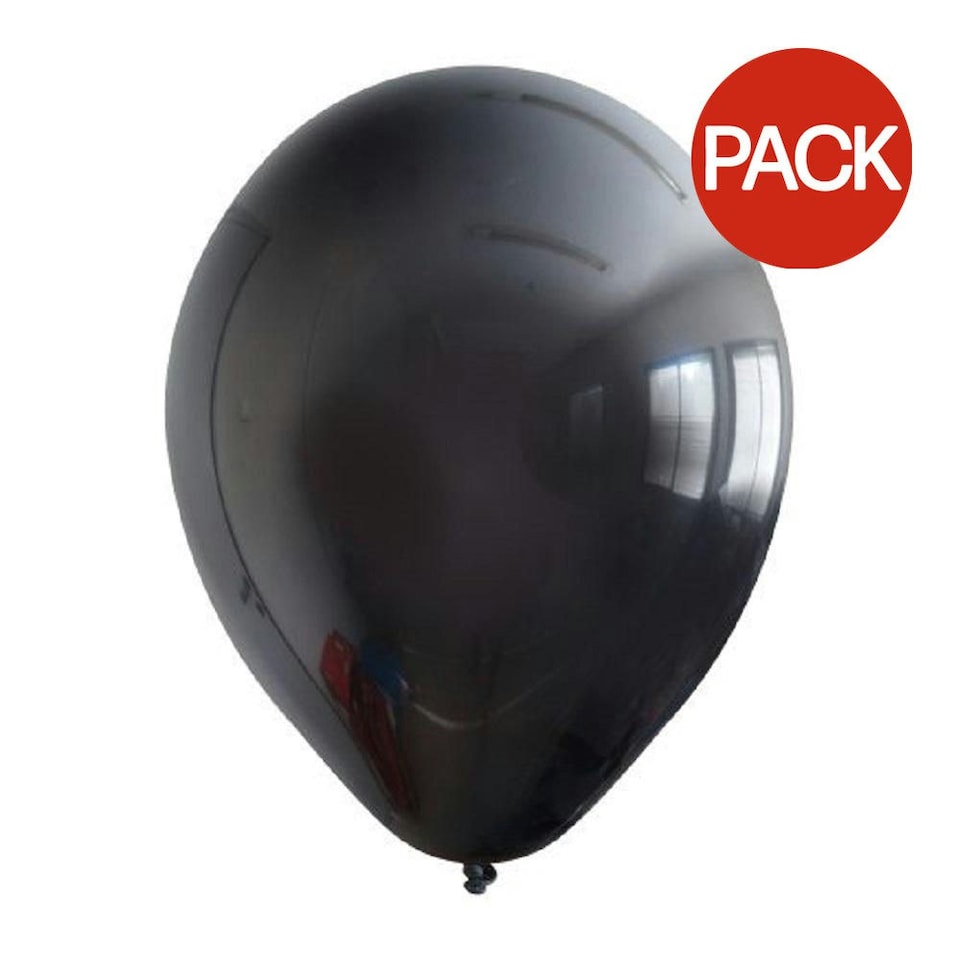 Kalisan Latex Standard Balloons (Pack of 100) - Black - One Size