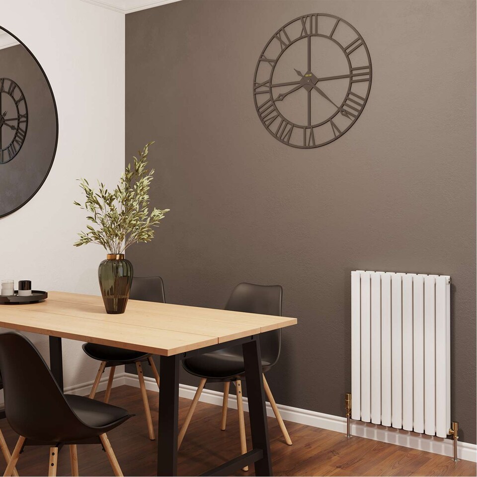 image 1 of Omeara Designer Double Panel Heated Bathroom Radiator - White - (H) 800mm x (W) 522mm