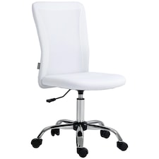 Vinsetto Armless Office Chair with Adjustable Height Mesh Back Wheels White