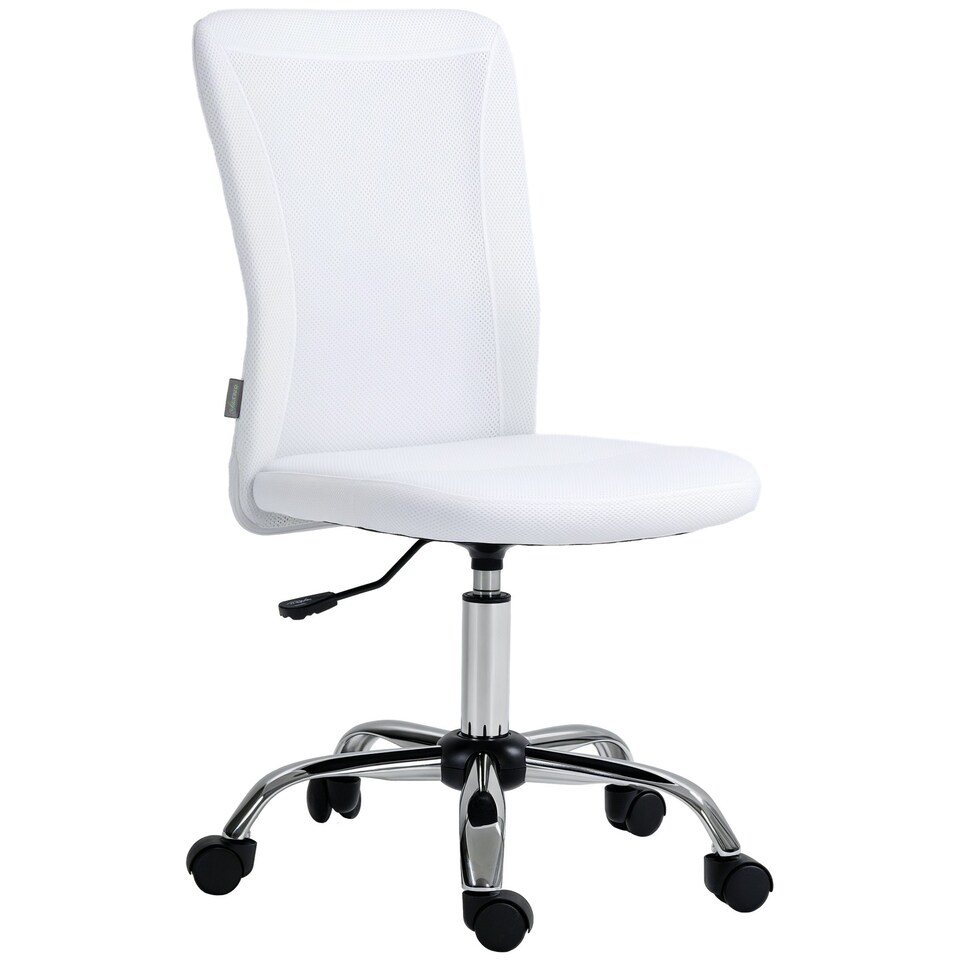image 1 of Vinsetto Armless Office Chair with Adjustable Height Mesh Back Wheels White