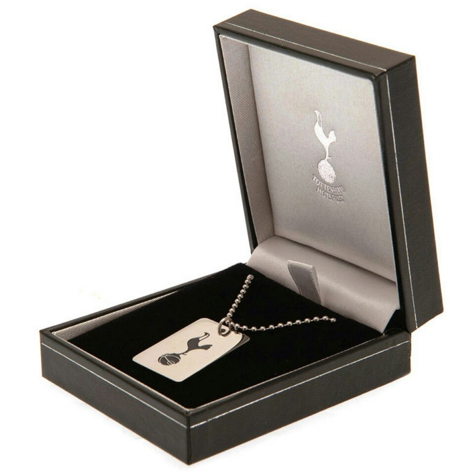 image 1 of Tottenham Hotspur FC Crest Dog Tag And Chain - Chrome/Black - One Size