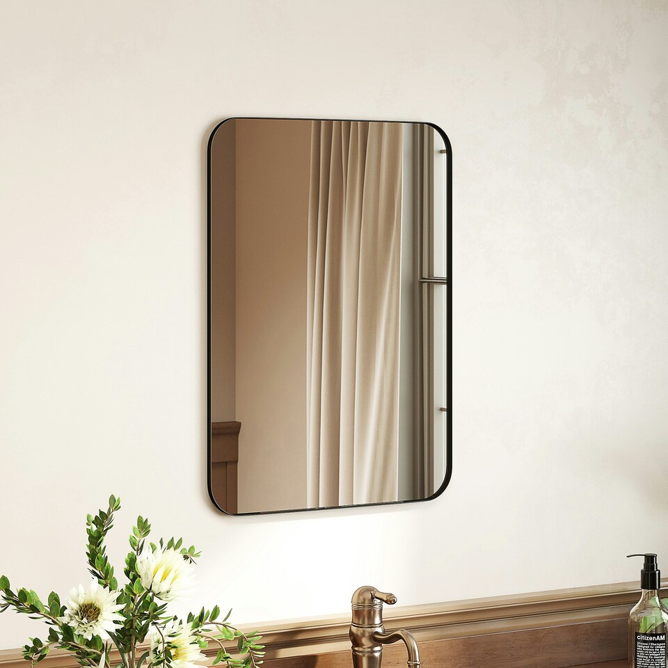 image 1 of HOMCOM 70cm Rectangle Mirror, Wall Mirror for Bathroom, Black