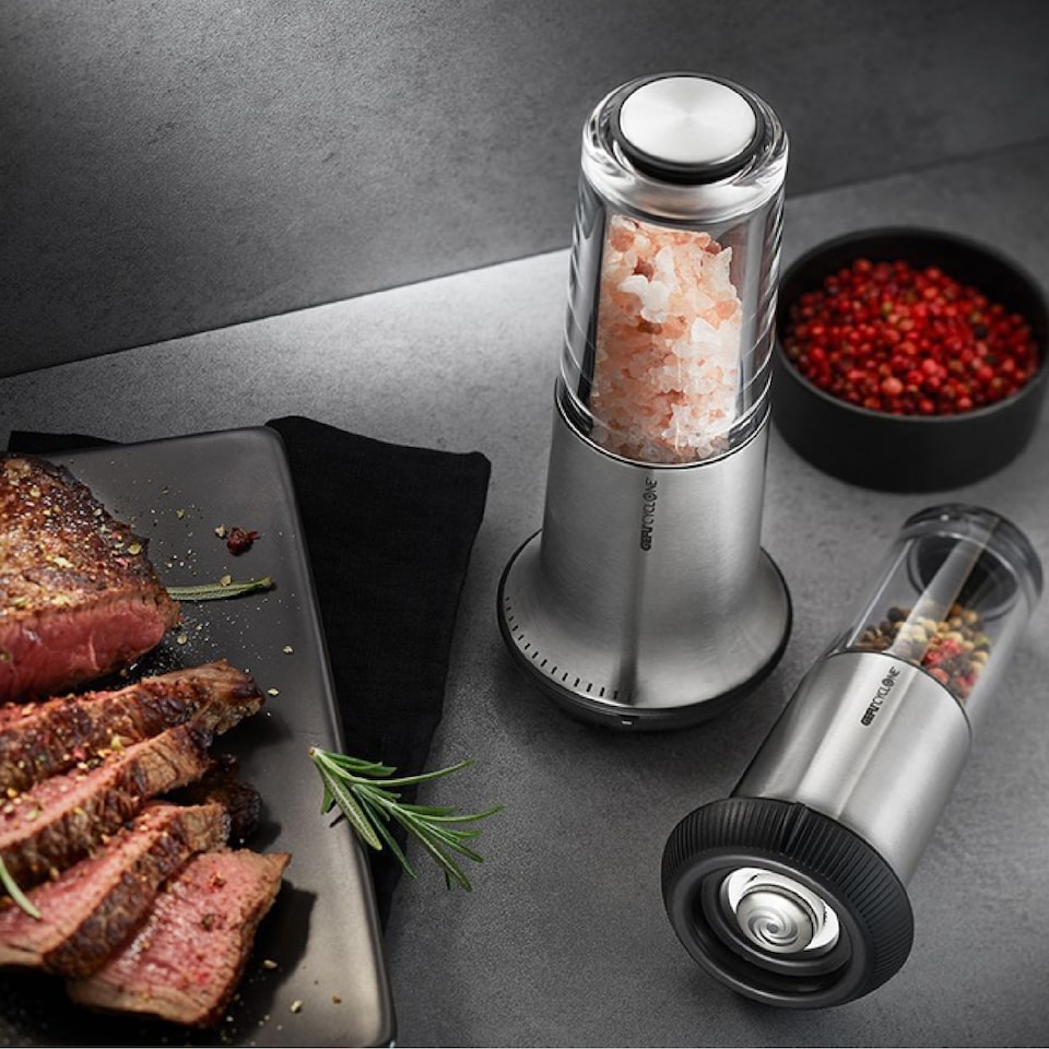 image 1 of GEFU X-Plosion Size M Premium Manual Salt or Pepper Mill Silver