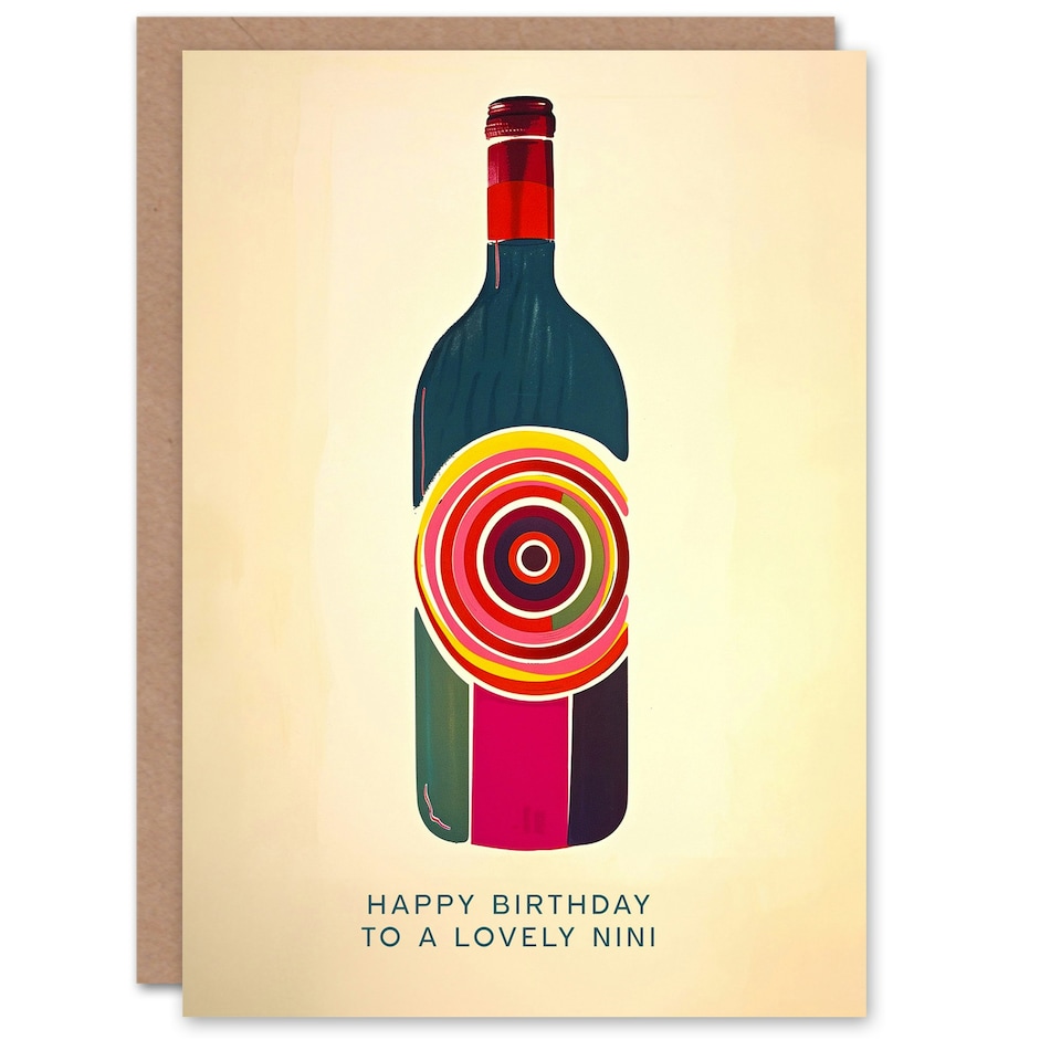 image 1 of Lovely Nini Red White Wine Lover Bottle Non Binary Birthday Card