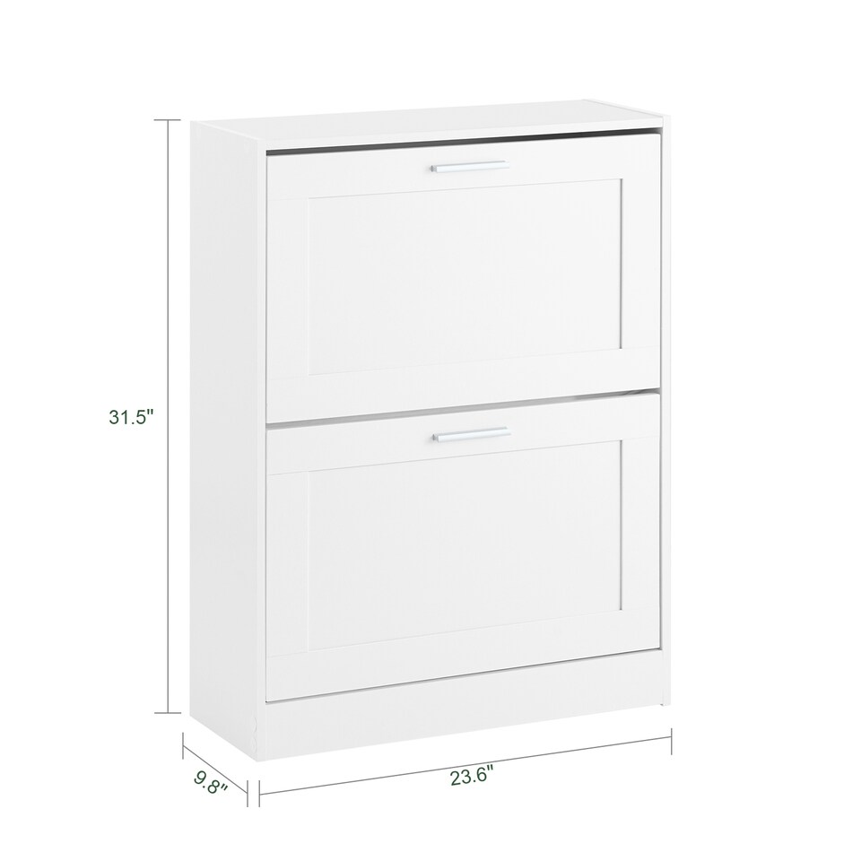 image 1 of SoBuy Narrow 2 Flip-Door Shoe Cabinet, White, 23.6x9.8x31.5 inches, 12.22 kg - FSR137-W
