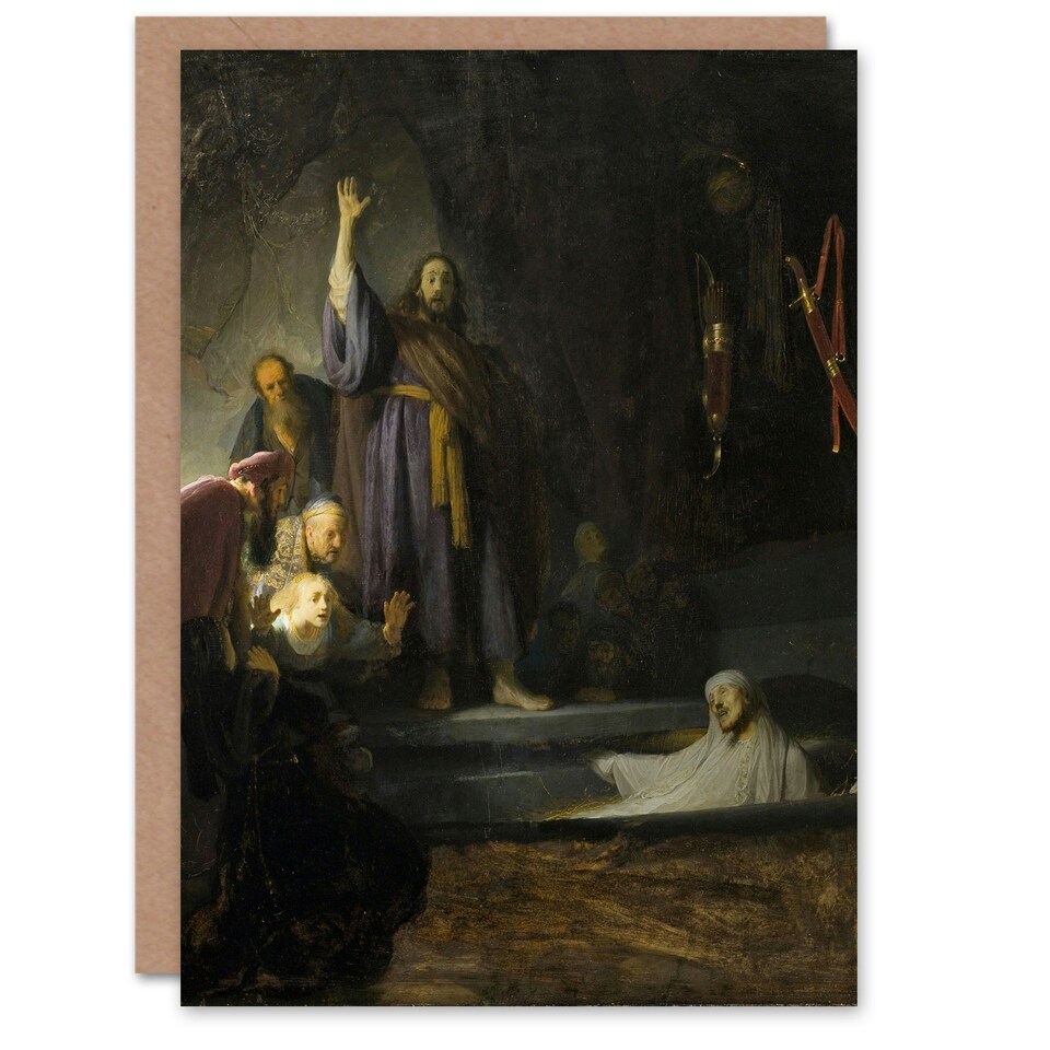 image 1 of Rembrandt van Rijn Art Card The Raising of Lazarus Oil Painting