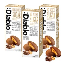 Diablo No Added Sugar Chocolate and Peanut Cocoa Cookies 110g 3 Pack