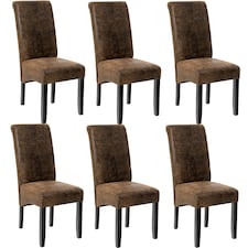 Dining Chair - ergonomic seat shape, high backrest, padded, faux leather | Brown | antique brown | 6
